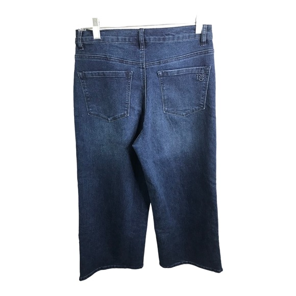 DG2 Diane Gilman Women Wide Leg Jeans boho Blue Floral Embroidered Cotton 4 NWT - Picture 5 of 7